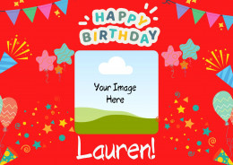 Personalised Red Birthday Card With Photo & Name