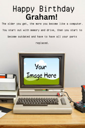 Personalised Retro Computer Birthday Card With Photo & Name
