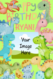 Personalised Dinosaurs Birthday Card With Photo & Name