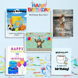 10 Birthday Card Pack With 5 Designs - Set 1