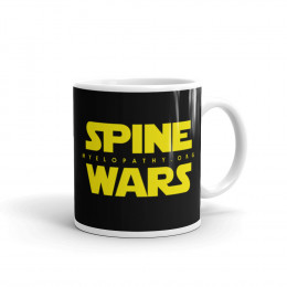 Spine Wars yellow text myelopathy.org Mug